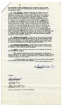 Two 1959 Contracts: (1) Signed by Moe Howard for Stooges' Appearance in Commercial (With Telegram & Letter); (2) Signed by Moe Howard (Three Times), Larry Fine & Joe DeRita for TV Special -- Very Good